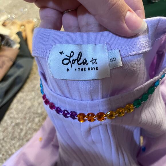 Lola & The Boys Gem Queen Puff Sleeve Blouse Girl's SZ 8 Lavender Sparkles Girly - Picture 5 of 8